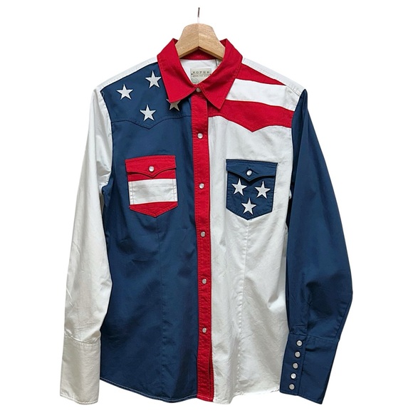 Roper Tops - Roper Women's Patriotic Button Down Shirt - Red, White, Blue